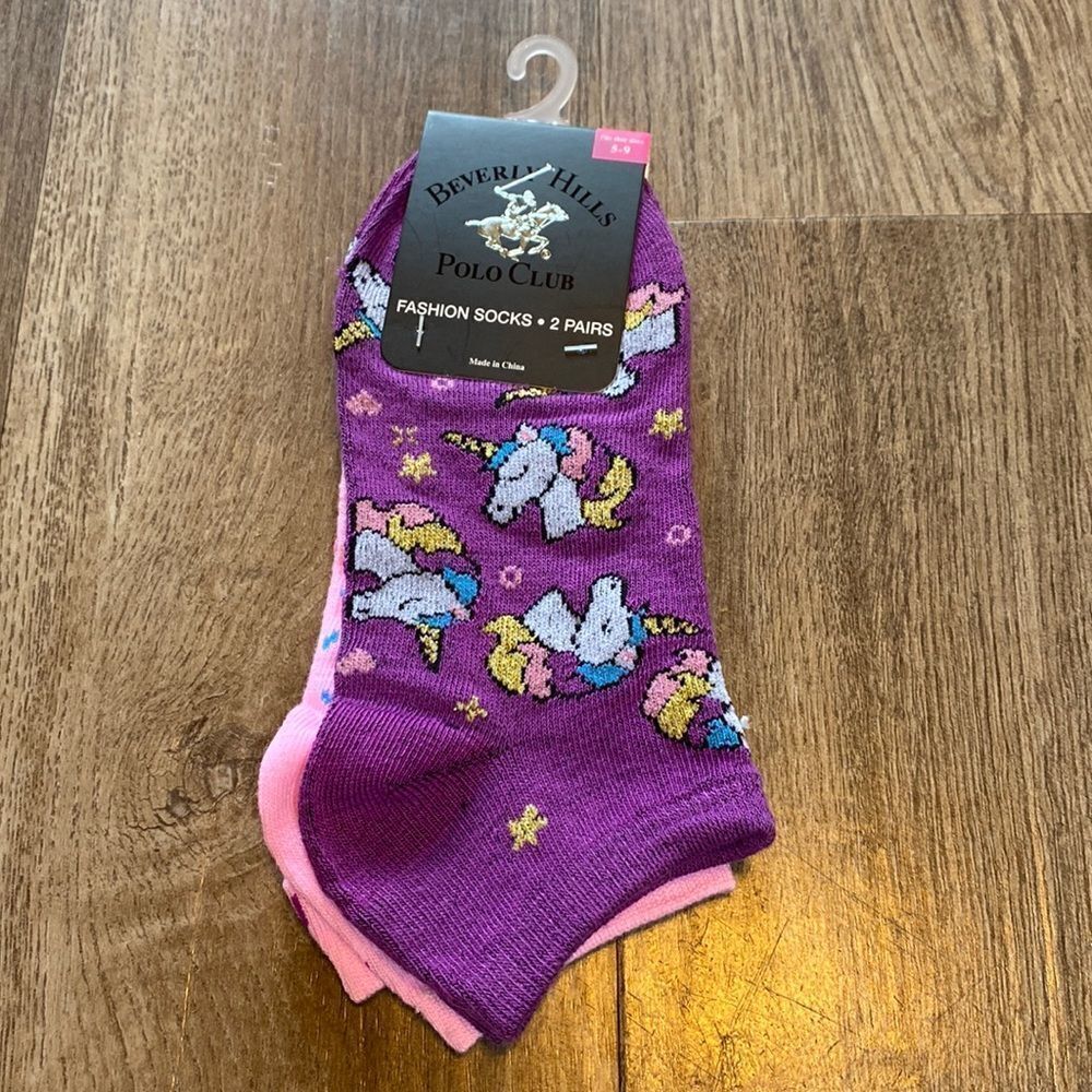 NEW Beverly Hills Polo Club 2-pack Woman’s Fashion Unicorn & Sprinkles Socks